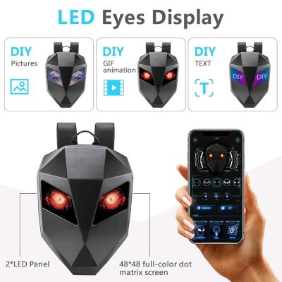 حقيبة ظهر LED ذكية بتصميم خوذة روبوت للموتوسيكل والمغامرات - Thumbnail 3